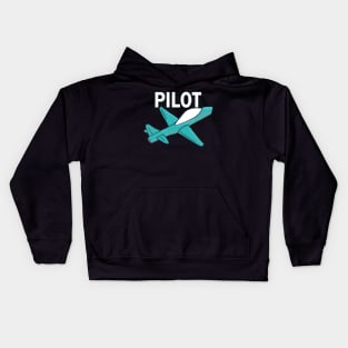 Pilot retro plane in blue Kids Hoodie